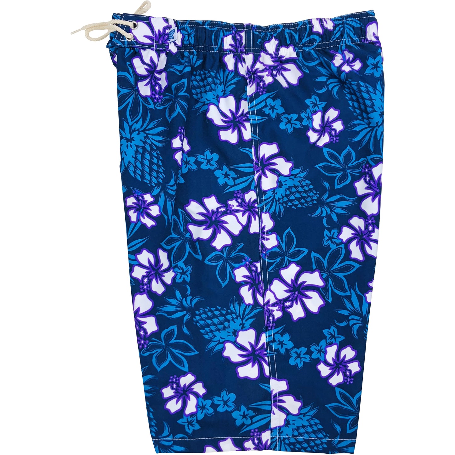 "North Shore" Womens Elastic Waist Swim Board Shorts. REGULAR Rise + 11" Inseam (Indigo+Grape) - Board Shorts World
