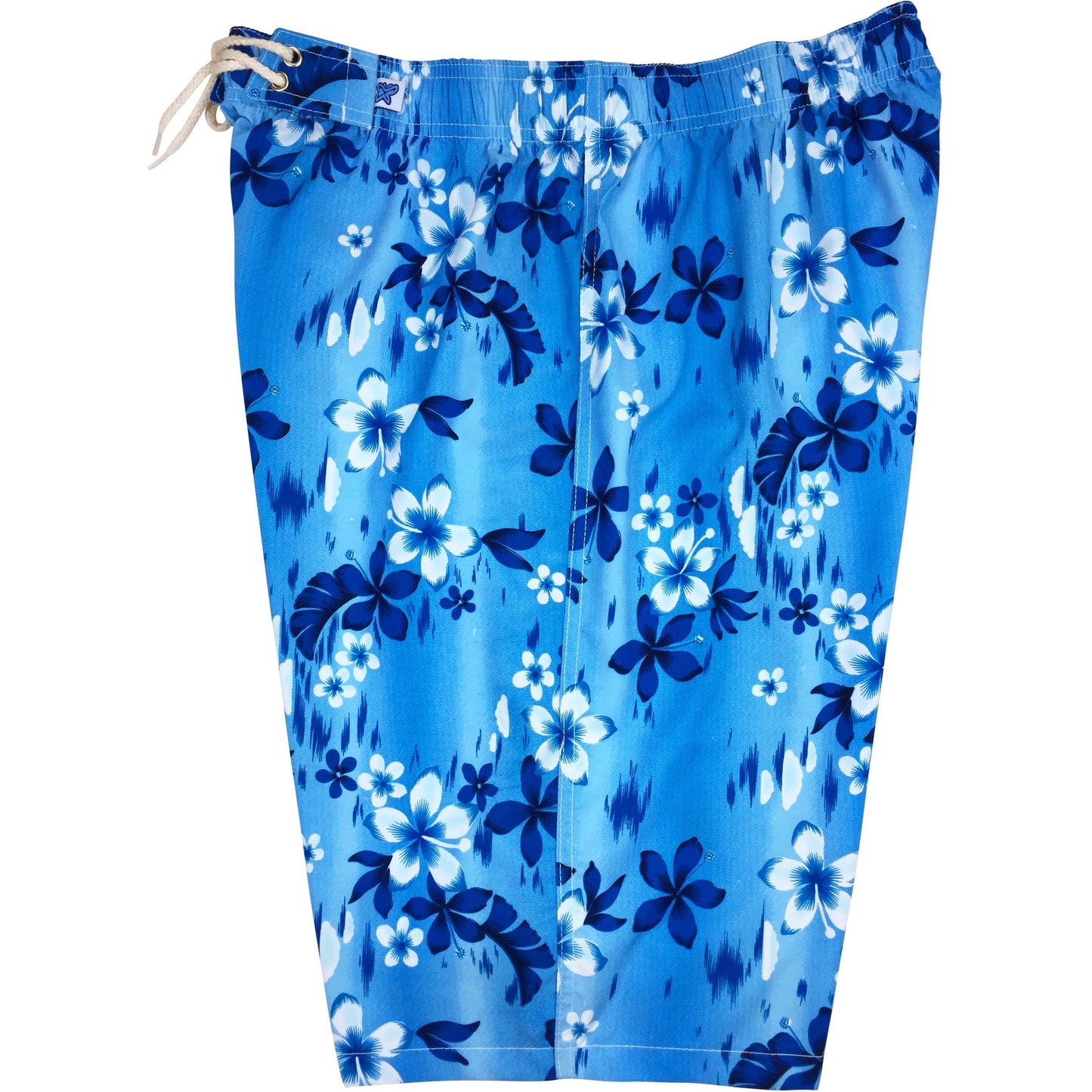 "Soul Salvation" Womens Elastic Waist Swim Board Shorts. REGULAR Rise + 11" Inseam (Blue) - Board Shorts World