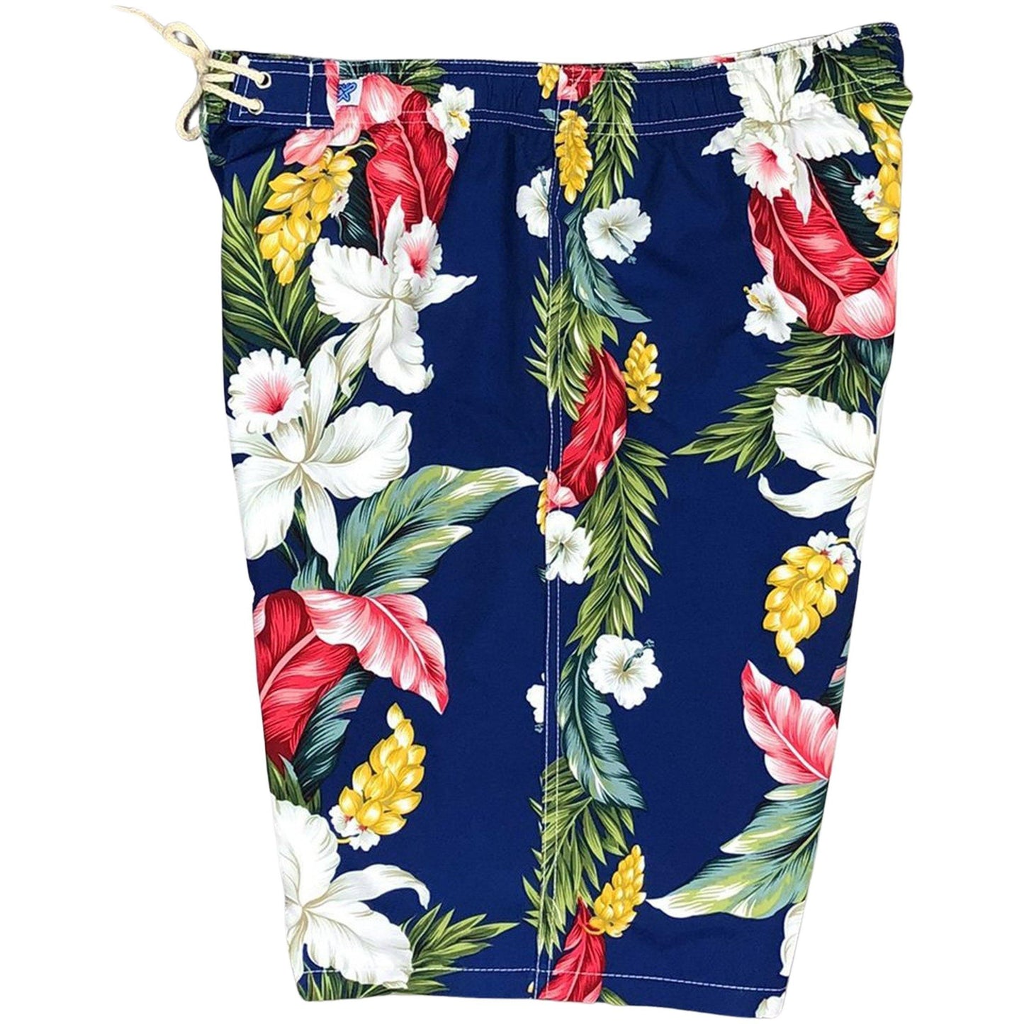 "Stranded" Womens Elastic Waist Swim Board Shorts. REGULAR Rise + 11" Inseam (Blue) - Board Shorts World