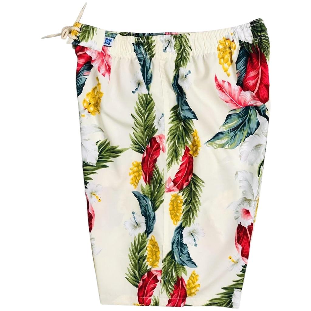 "Stranded" Womens Elastic Waist Swim Board Shorts. REGULAR Rise + 11" Inseam (Natural) - Board Shorts World
