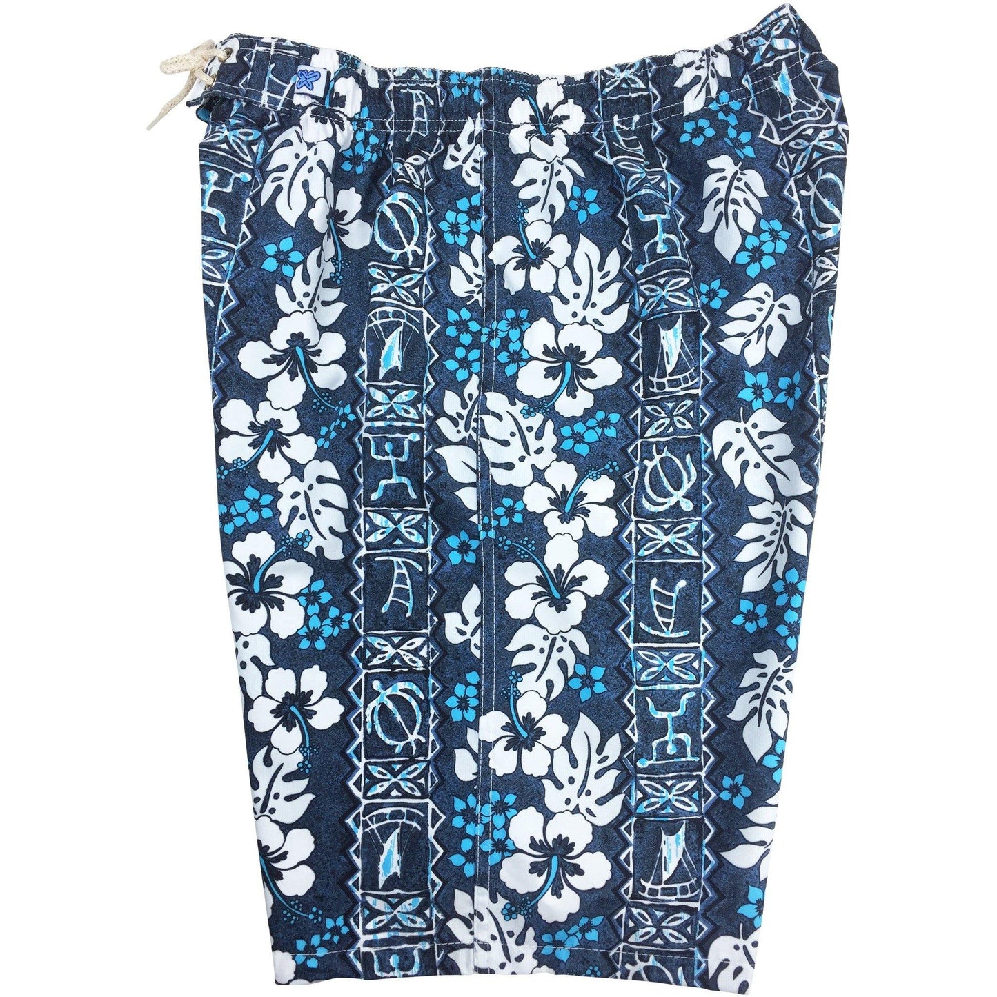 "Tortugas" 100% Cotton Women's Elastic Waist Swim Board Shorts. REGULAR Rise + 11" Inseam (Charcoal) - Board Shorts World