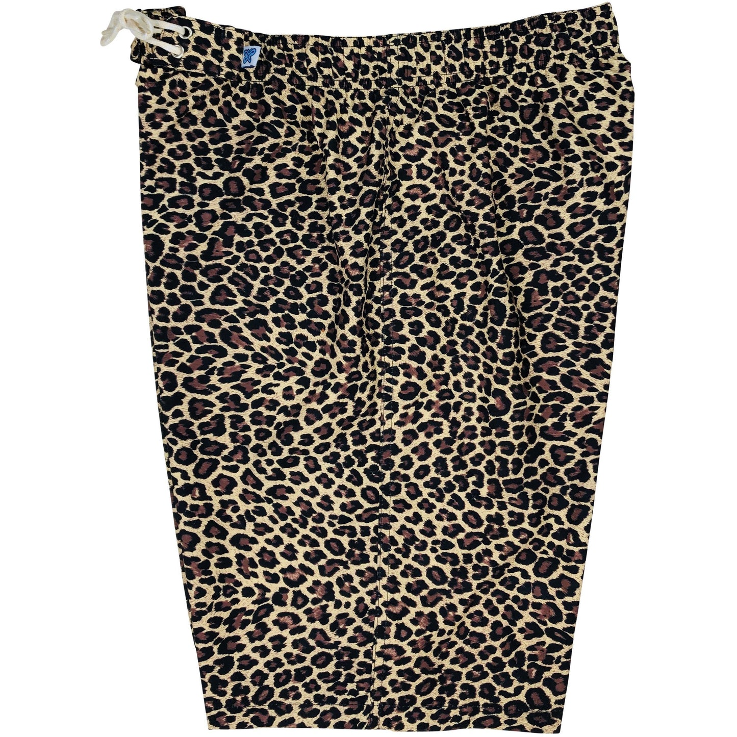 "Wild Weekend" Cheetah Womens Elastic Waist Swim Board Shorts. REGULAR Rise + 11" Inseam (Brown) - Board Shorts World