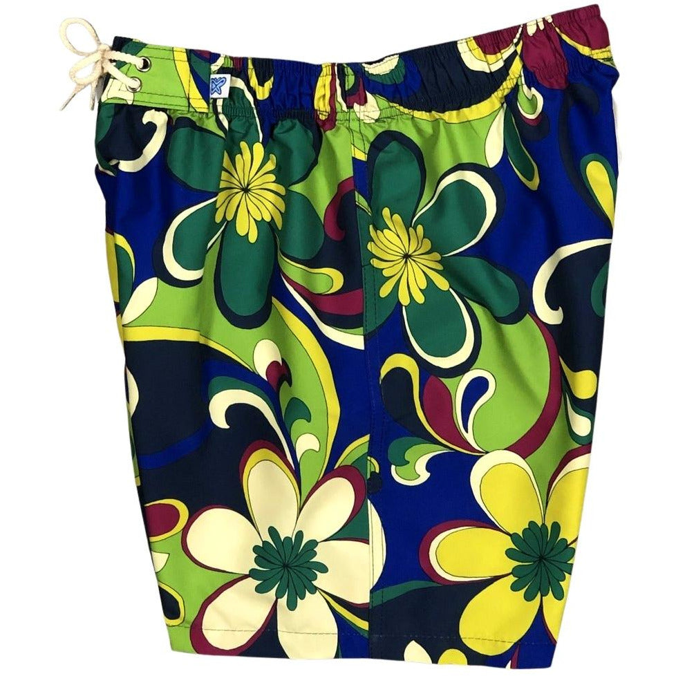 "Art Fest" Womens Elastic Waist Swim Board Shorts. REGULAR Rise + 5" Inseam - Board Shorts World