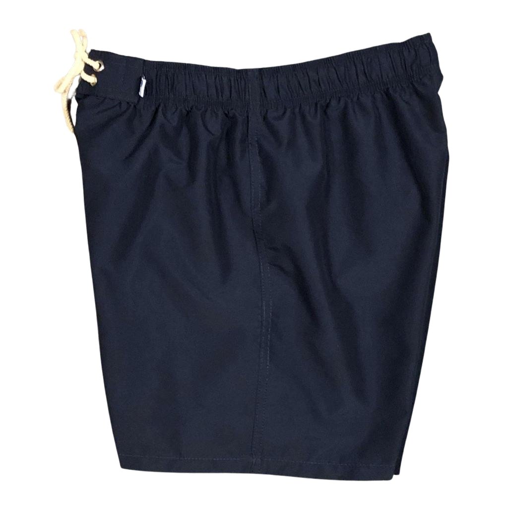 "Manoa" SOLID Navy Build-Your-Own 100% Cotton Women's Elastic Swim (Board) Shorts - Board Shorts World