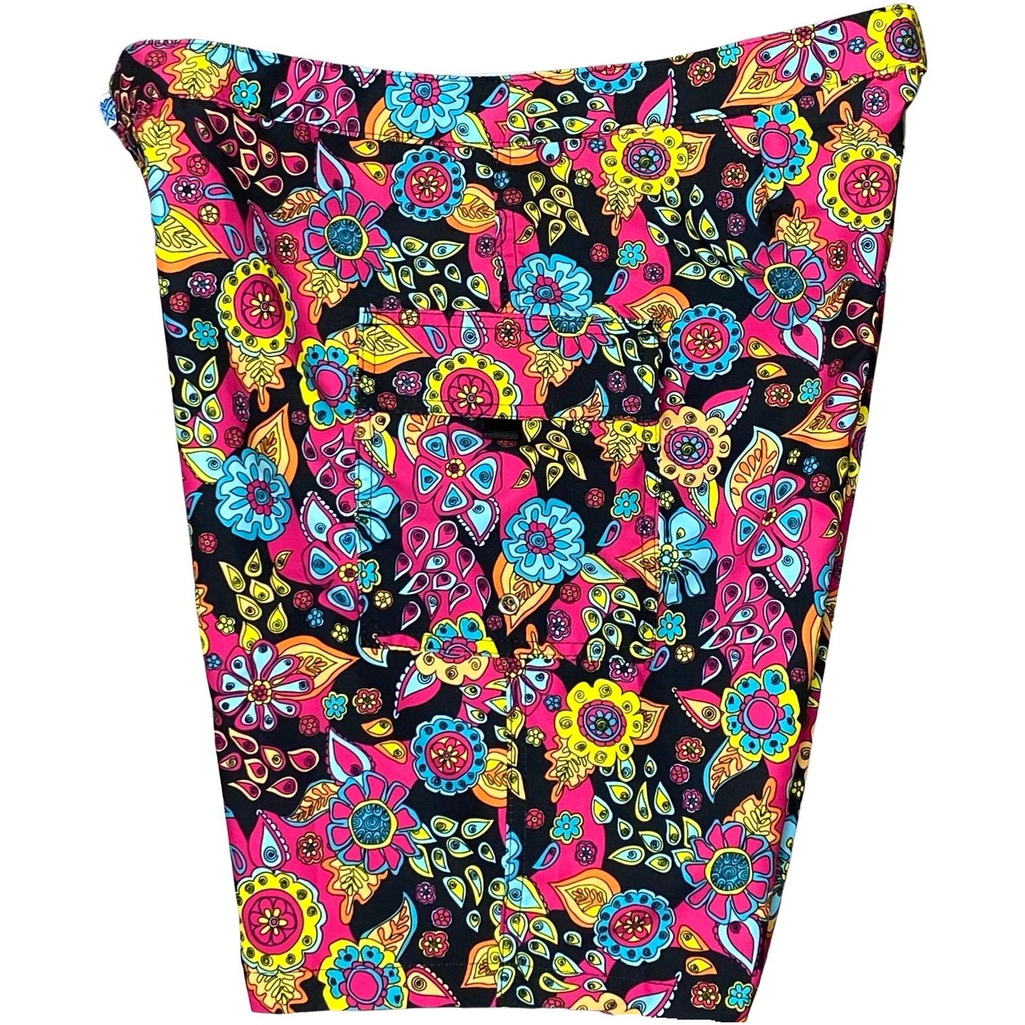 "Carnival" (Black) Womens Board/Swim Shorts - 11" Inseam - Board Shorts World