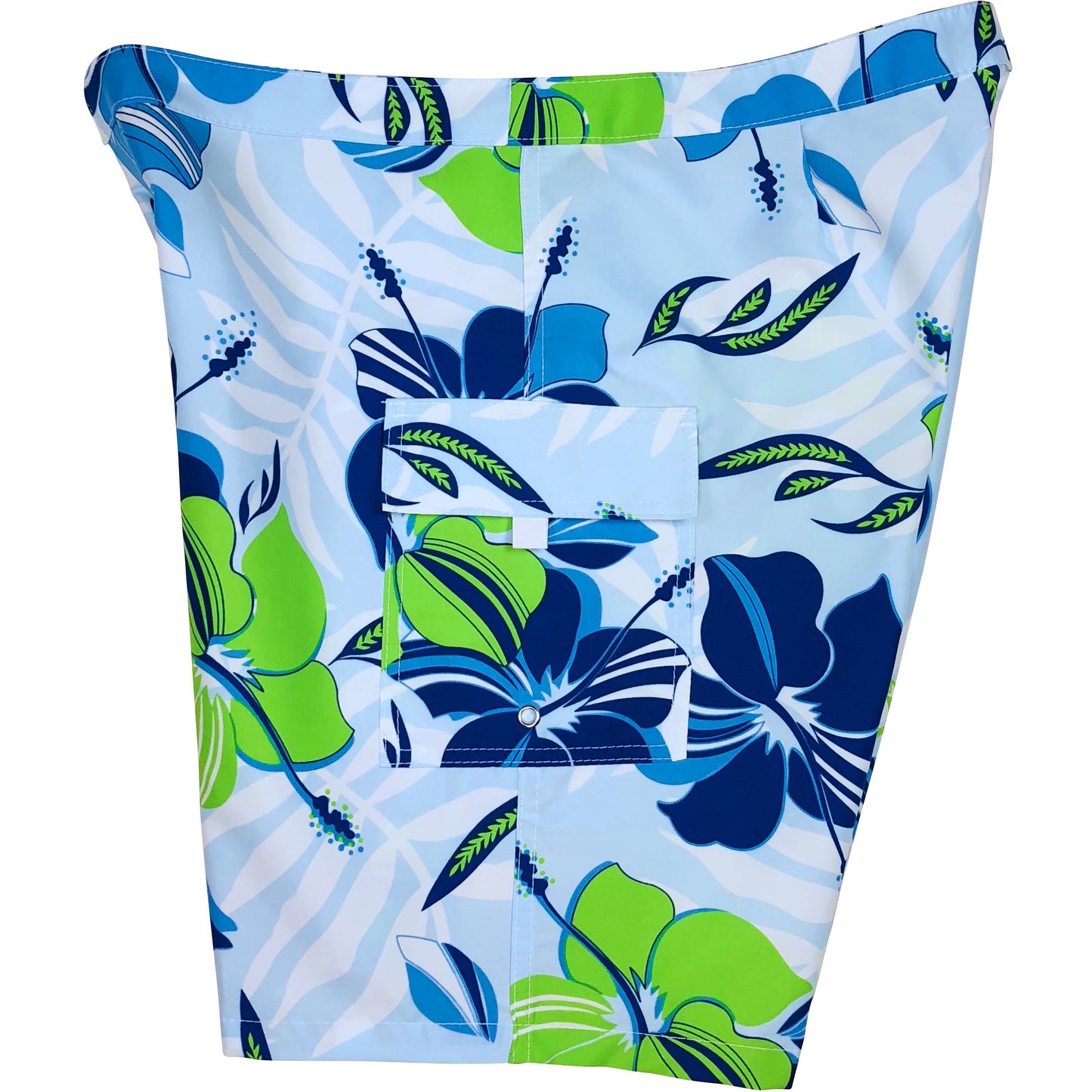 Lower Rise NON-Elastic Waist Board Shorts. "Gypsy Soul" (Blue) Womens CUSTOM - Board Shorts World
