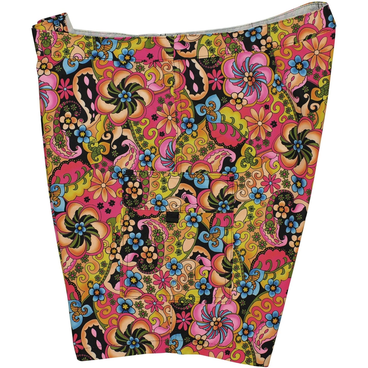 Lower Rise NON-Elastic Waist Board Shorts. "Lucy in the Sky" (Black) Womens CUSTOM - Board Shorts World