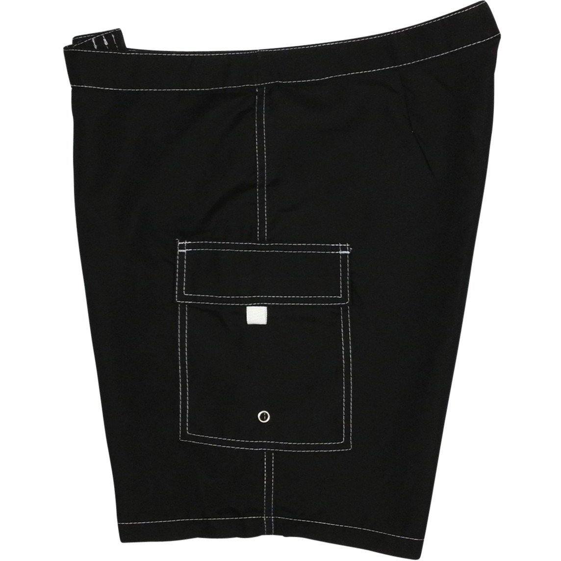 A Solid Color (Classic Black/White Stitching) Womens Board/Swim Shorts - 11" - Board Shorts World