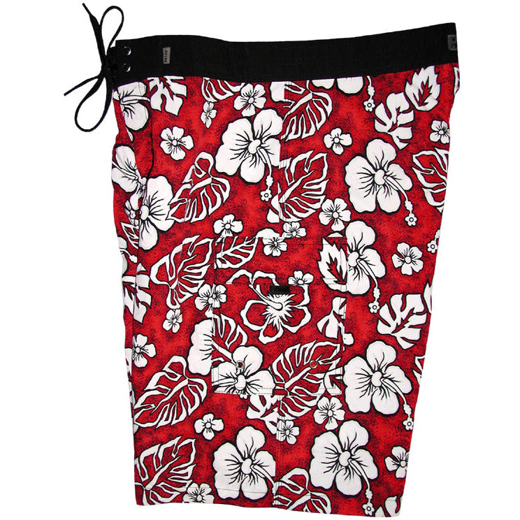 "Empirical Age" Boys + Girls Board Shorts. 8" Inseam / 18.5" Outseam (Red) - Board Shorts World