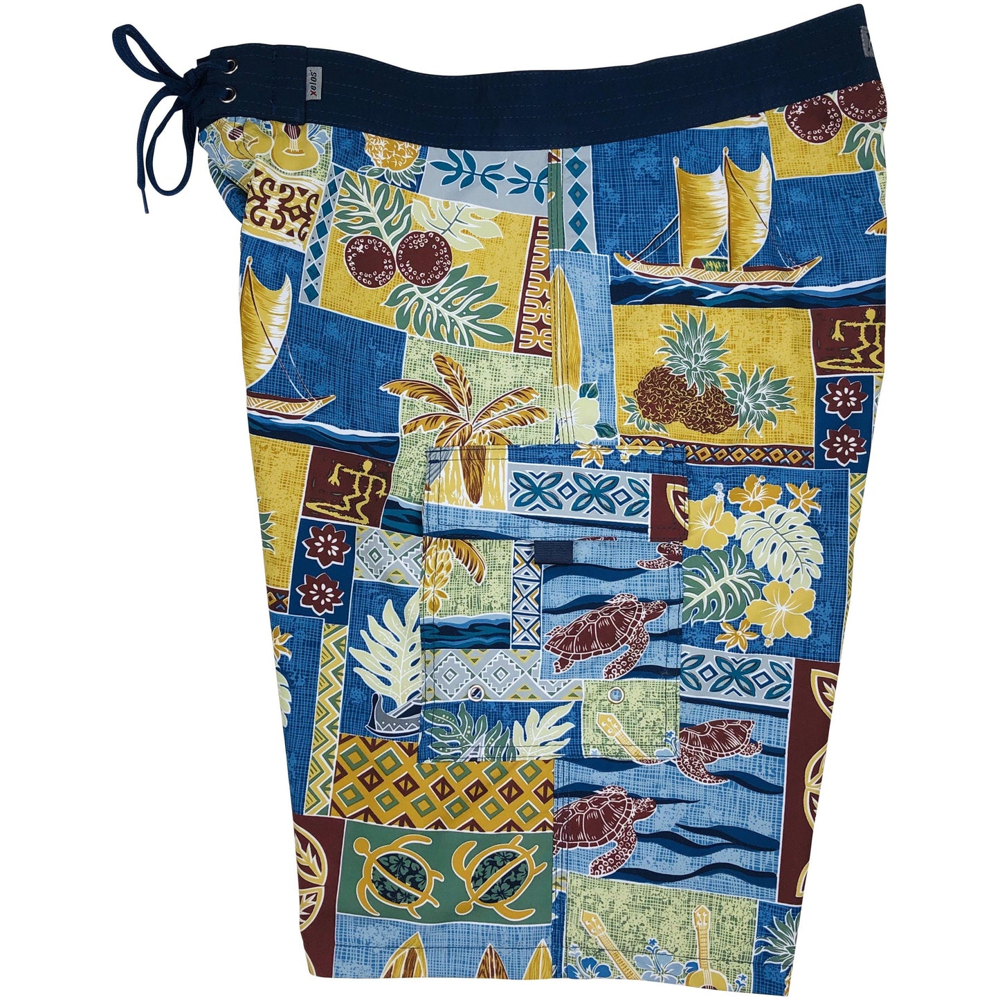 Fixed (Non Elastic) Waist Board Shorts "3-Day Weekend" (Blue) Print Mens CUSTOM - Board Shorts World