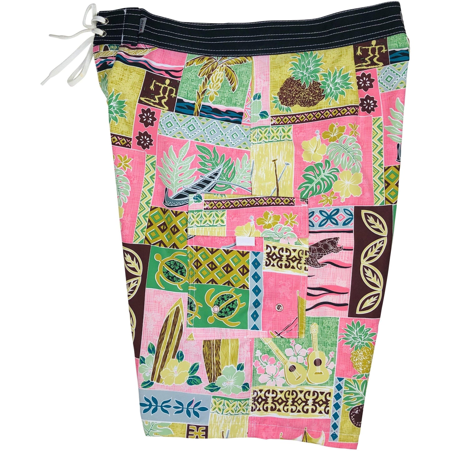 ***NEW*** Fixed (Non Elastic) Waist Board Shorts "3-Day Weekend" (Pink) Print Mens CUSTOM - Board Shorts World