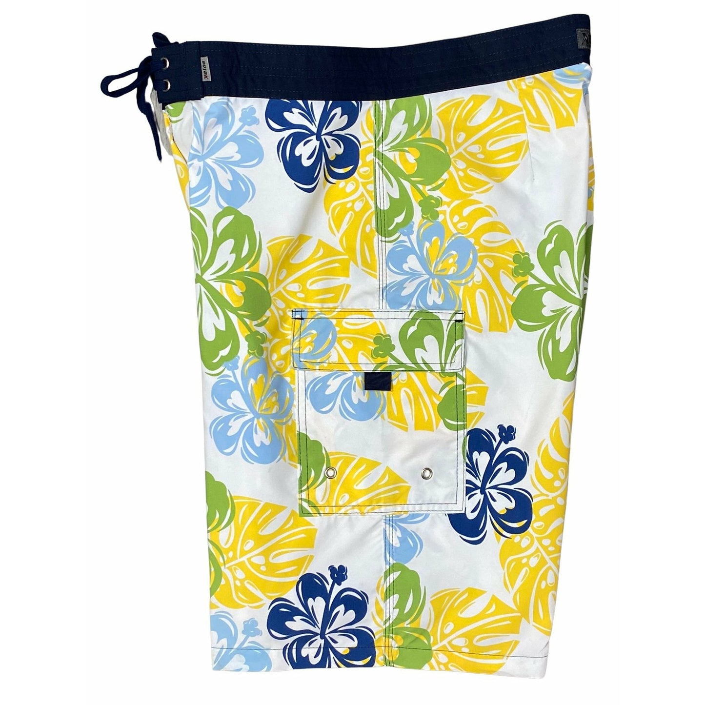 "High Tide" (White) Double Cargo Pocket Board Shorts (Select Custom Outseam 17" - 30") - Board Shorts World