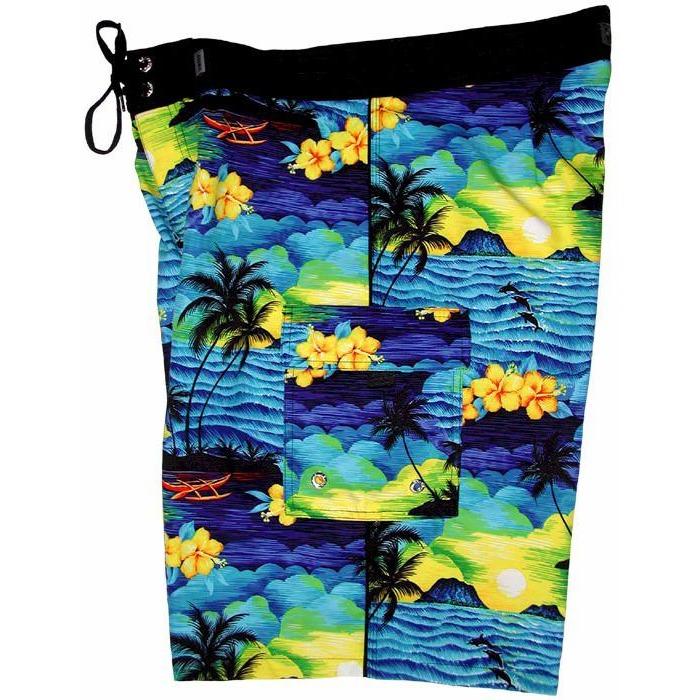 "Picture This" Mens Board Shorts - 22" Outseam / 9.5" Inseam (Blue) - Board Shorts World