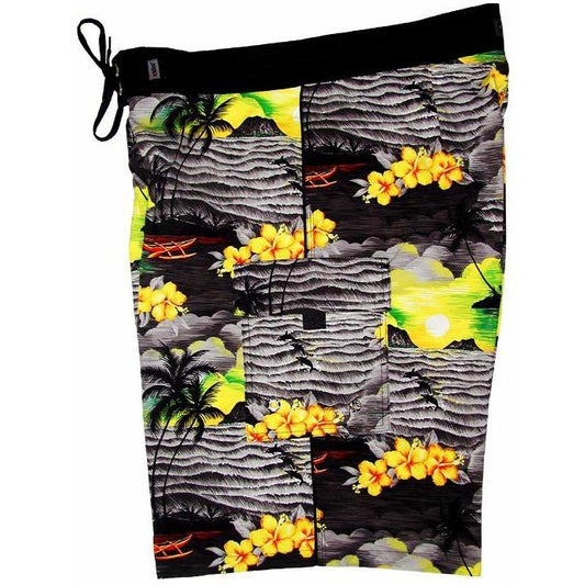 "Picture This" Mens Board Shorts - 22" Outseam / 9.5" Inseam (Charcoal) - Board Shorts World