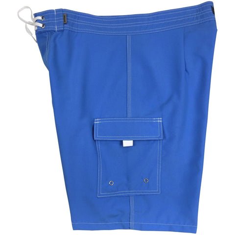 "A Solid Color" Mens Board Shorts - 19.5" Outseam / 7" Inseam (Baby Blue, Forest, Orange, Pacific, or Powder) - Board Shorts World - 1