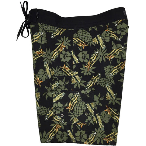 "One for the Road" Mens Board Shorts - 19.5" Outseam / 7" Inseam (Olive) - Board Shorts World