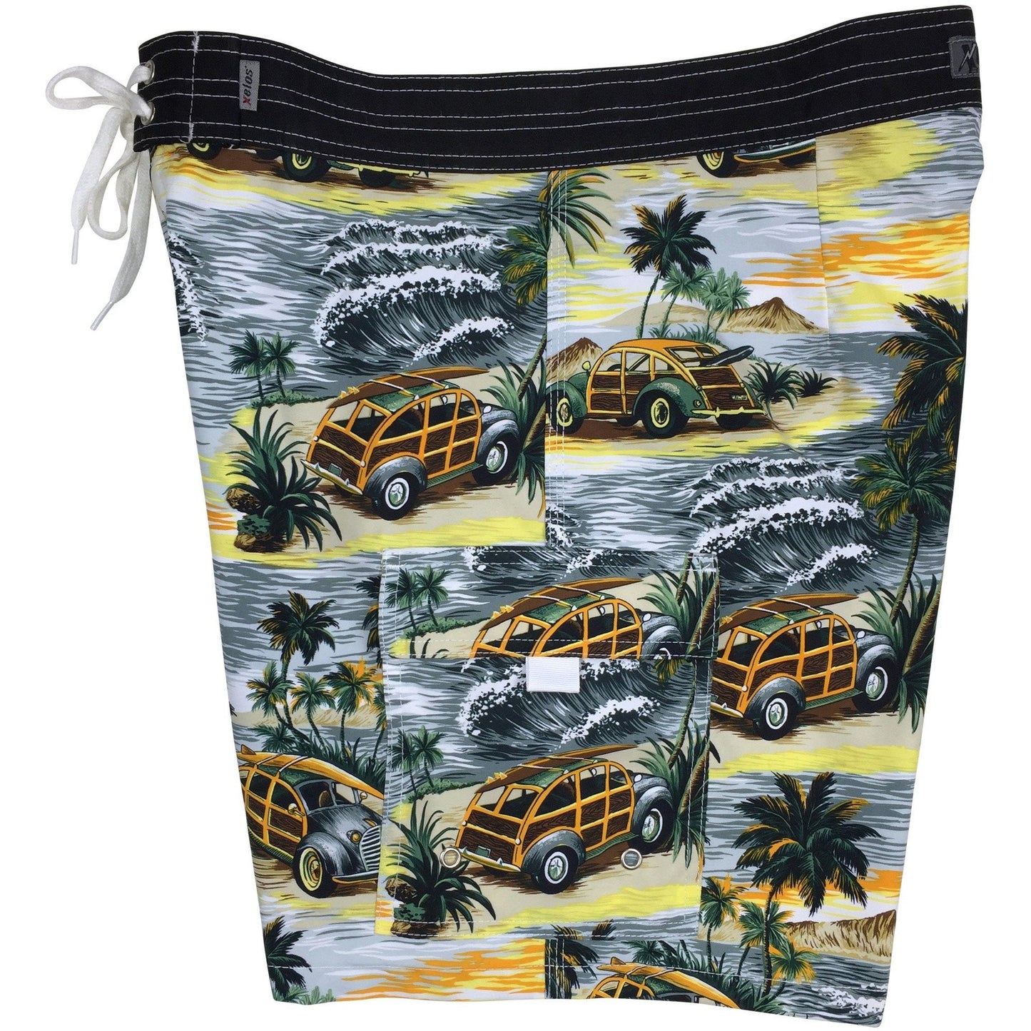 "Getaway Car" (Charcoal OR Sea Green) Men's Board Shorts w/ Dual Cargo Pockets. 17.5" Outseam / 5" Inseam - Board Shorts World