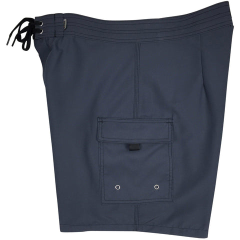 "A Solid Color" Mens Board Shorts w/ Dual Cargo Pockets.  17.5" Outseam / 5" Inseam (Charcoal) - Board Shorts World