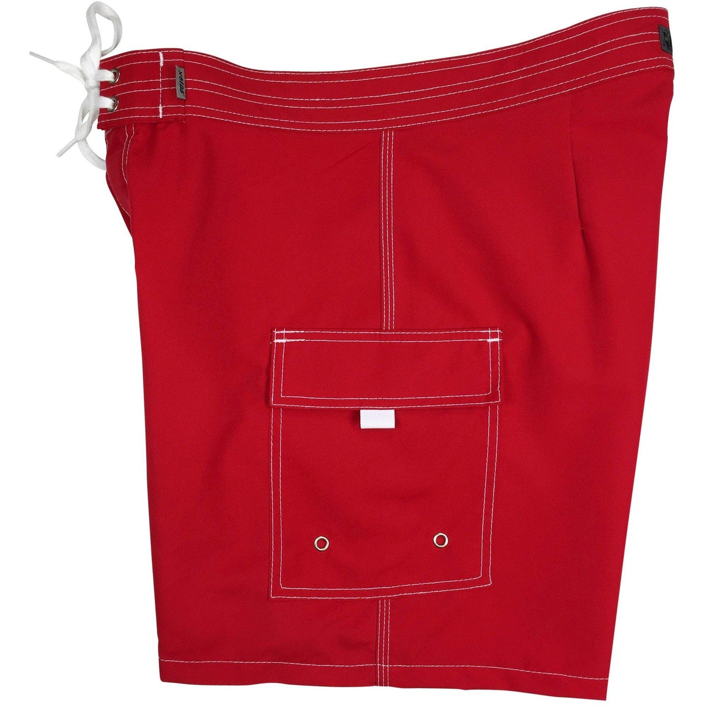 "A Solid Color" Mens Board Shorts w/ Dual Cargo Pockets. 17.5" Outseam / 5" Inseam (Red) - Board Shorts World