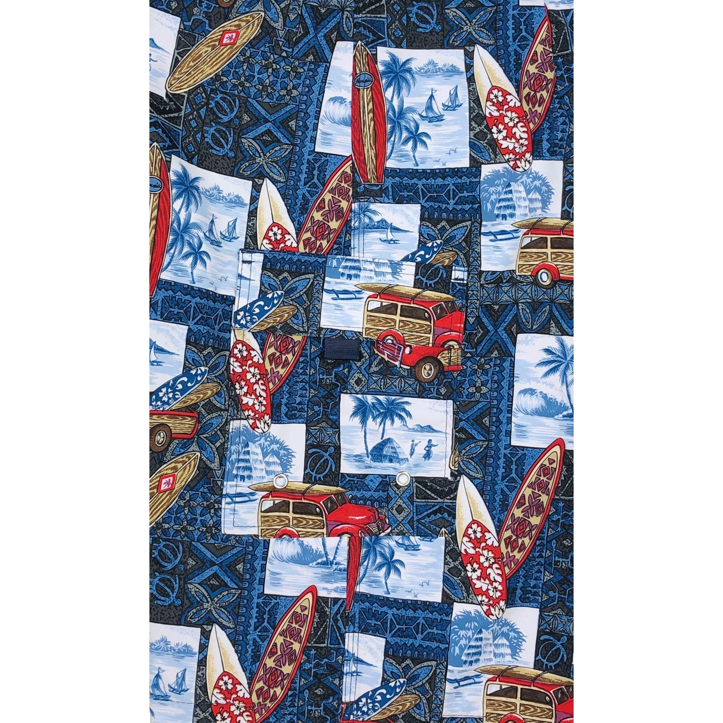 "Postcards" Men's Board Shorts w/ Dual Cargo Pockets. 17.5" Outseam / 5" Inseam. - Board Shorts World