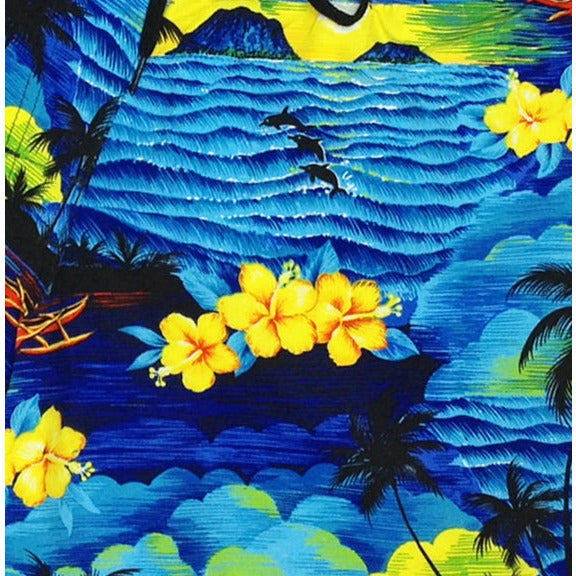 **Fixed (Non Elastic) Waist Board Shorts "Picture This" (Blue) Print Mens CUSTOM - Board Shorts World