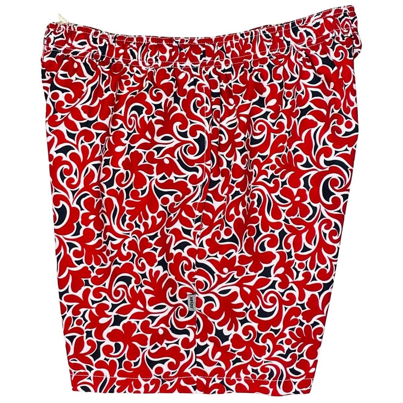 "Bullwinkle" Mens (6.5" Inseam / 19" Outseam) Swim Trunks (Black+Red) - Board Shorts World