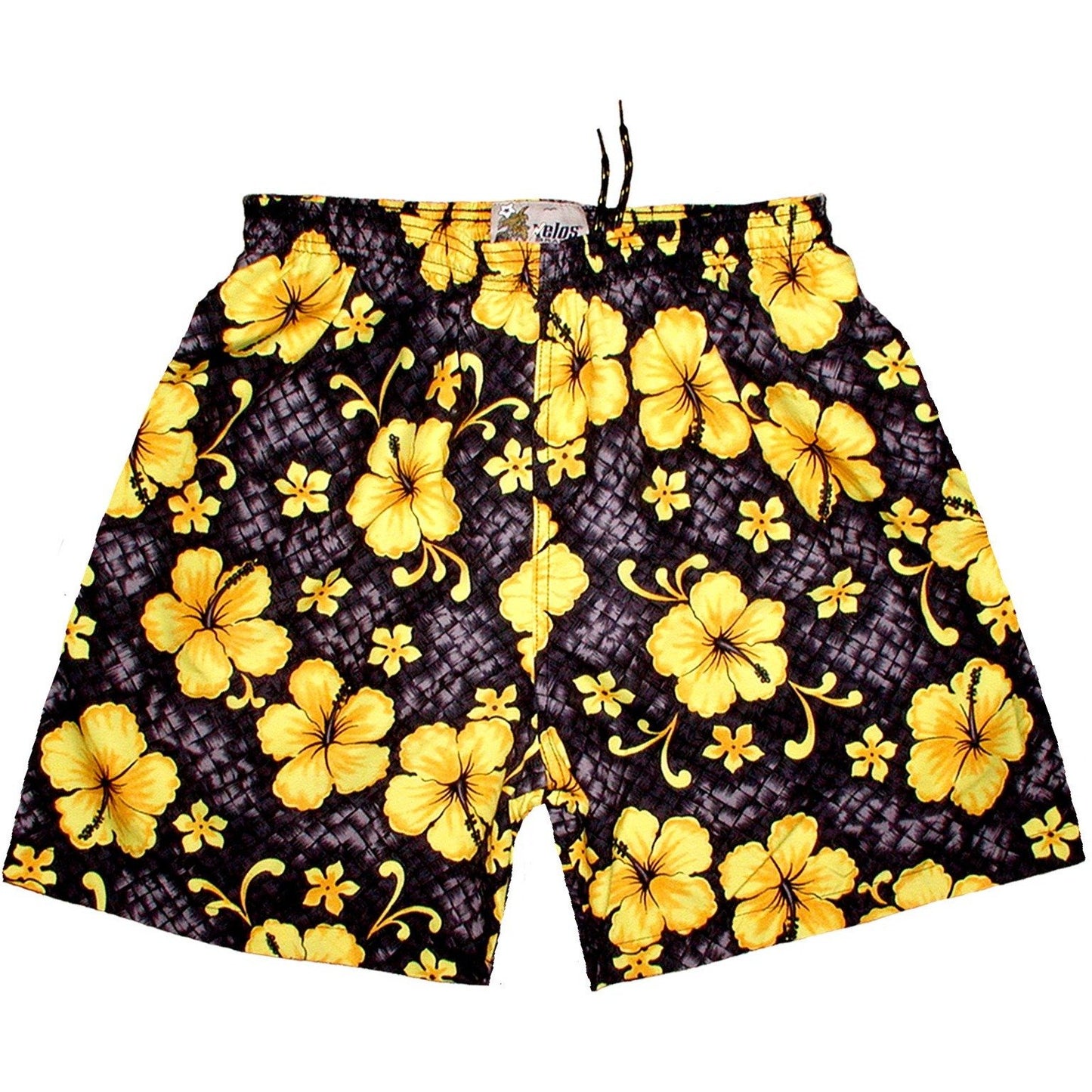 "Basketweave" Build-Your-Own 100% Cotton Men's Swim Trunks - Xelos Brand. Charcoal and Gold