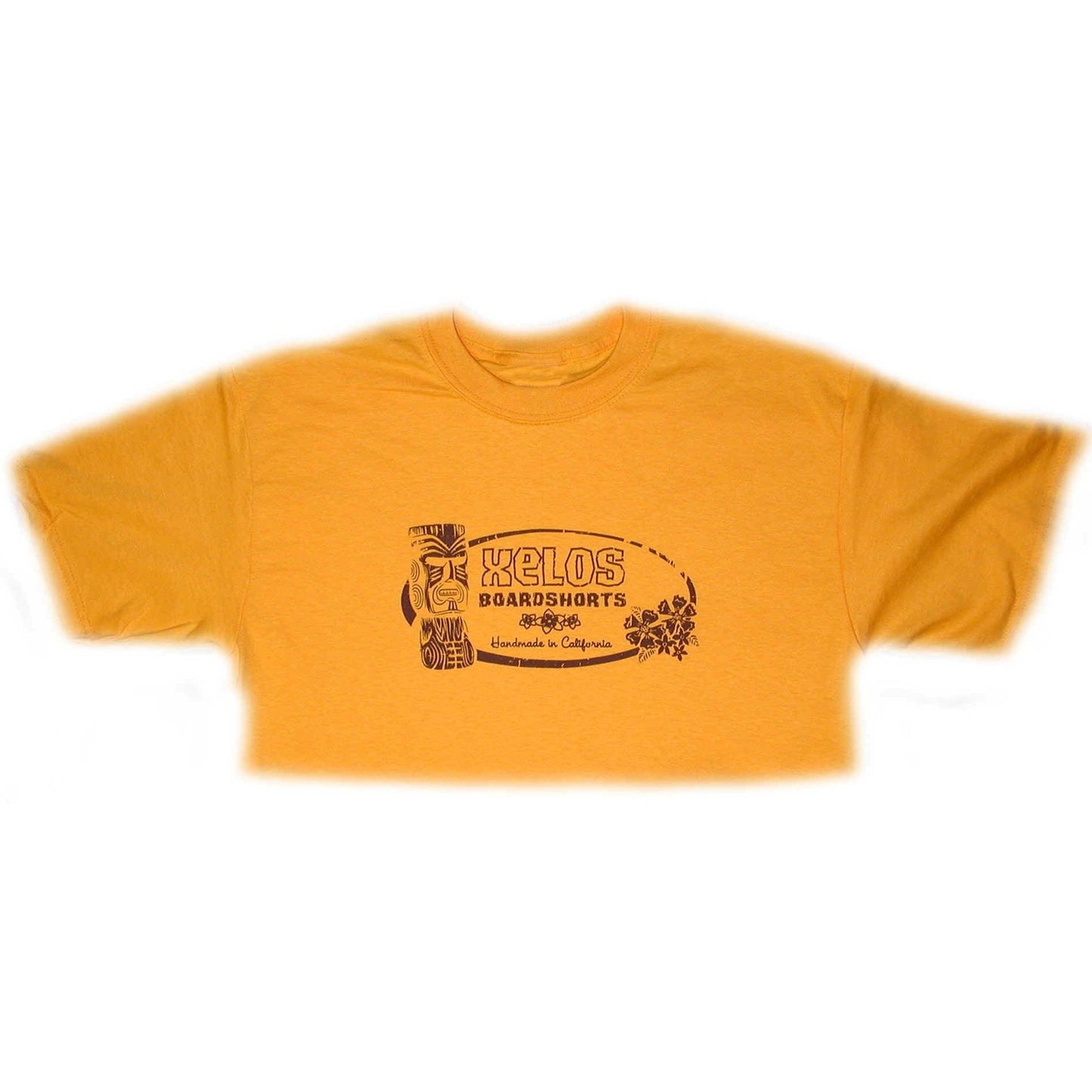 Mens "Tiki" Short Sleeve 100% Cotton Tee (Gold) - Board Shorts World