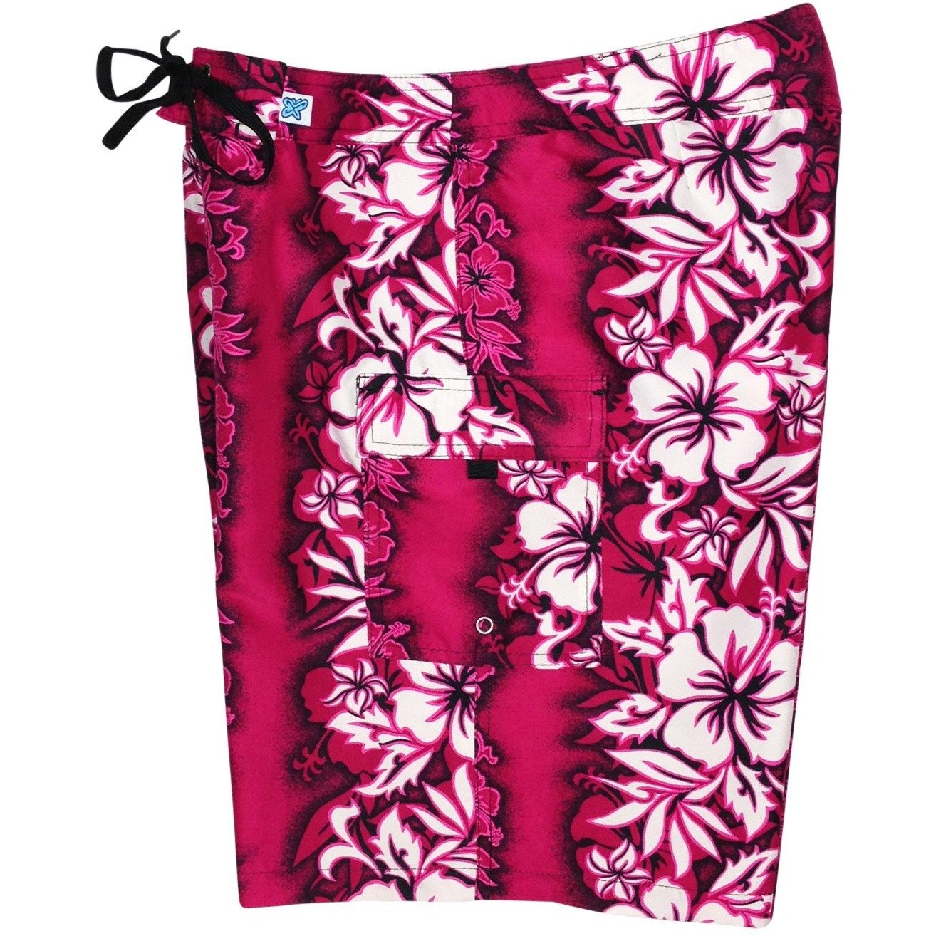 Fixed (Non Elastic) Waist Womens Board Shorts "Conga Line" (Pink) * CUSTOM * - Board Shorts World