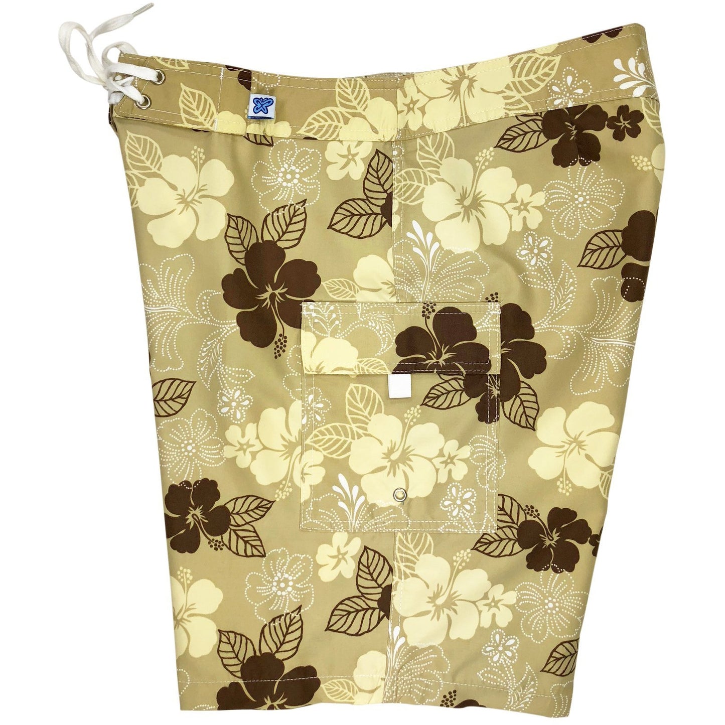 "Dew Drops" Womens Board Shorts - Regular Rise / 10.5" Inseam (Tan) - Board Shorts World