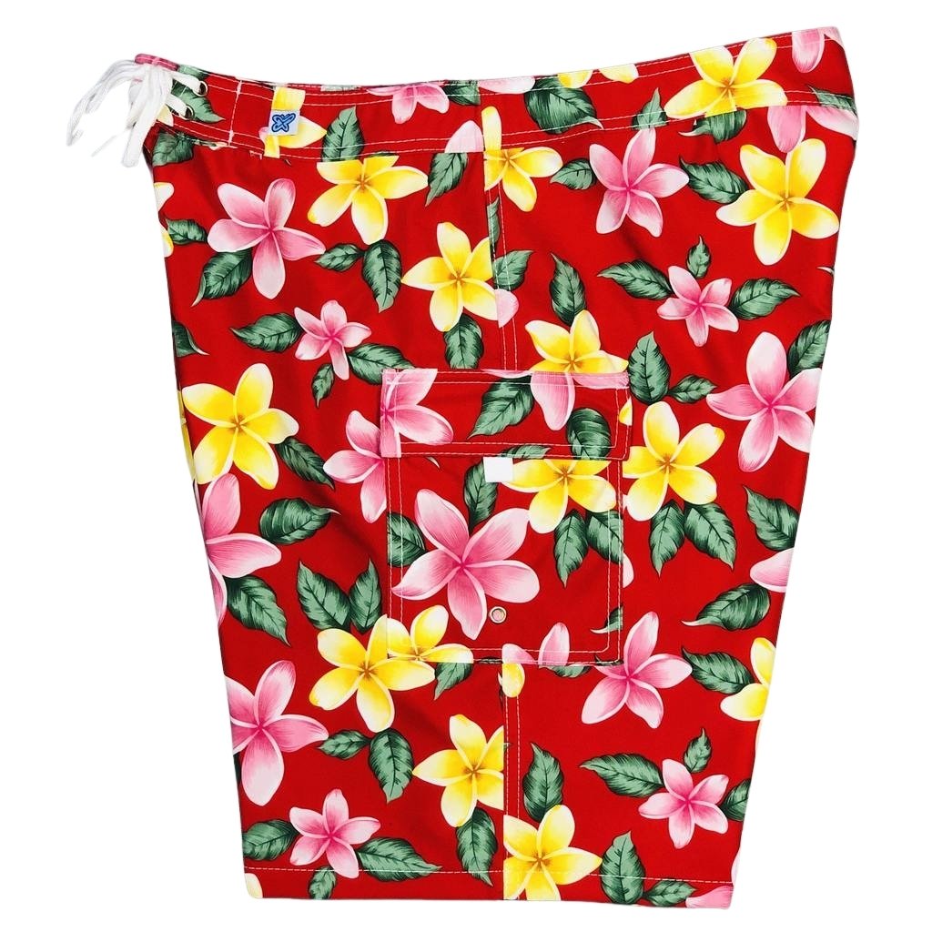 Fixed (Non Elastic) Waist Womens Board Shorts "Free Roaming" (Red) * CUSTOM * - Board Shorts World