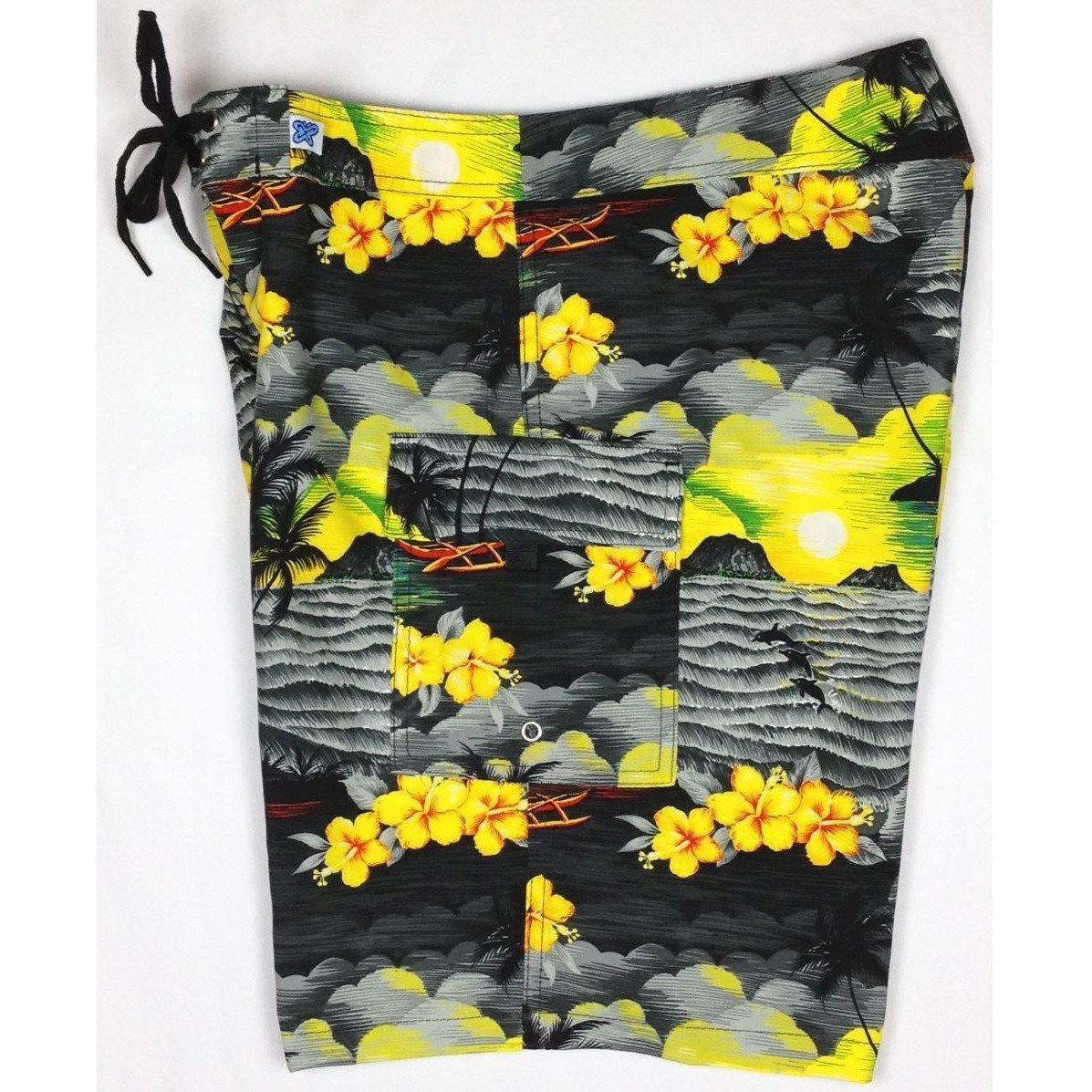 Fixed (Non Elastic) Waist Womens Board Shorts "Picture This" (Charcoal) * CUSTOM * - Board Shorts World