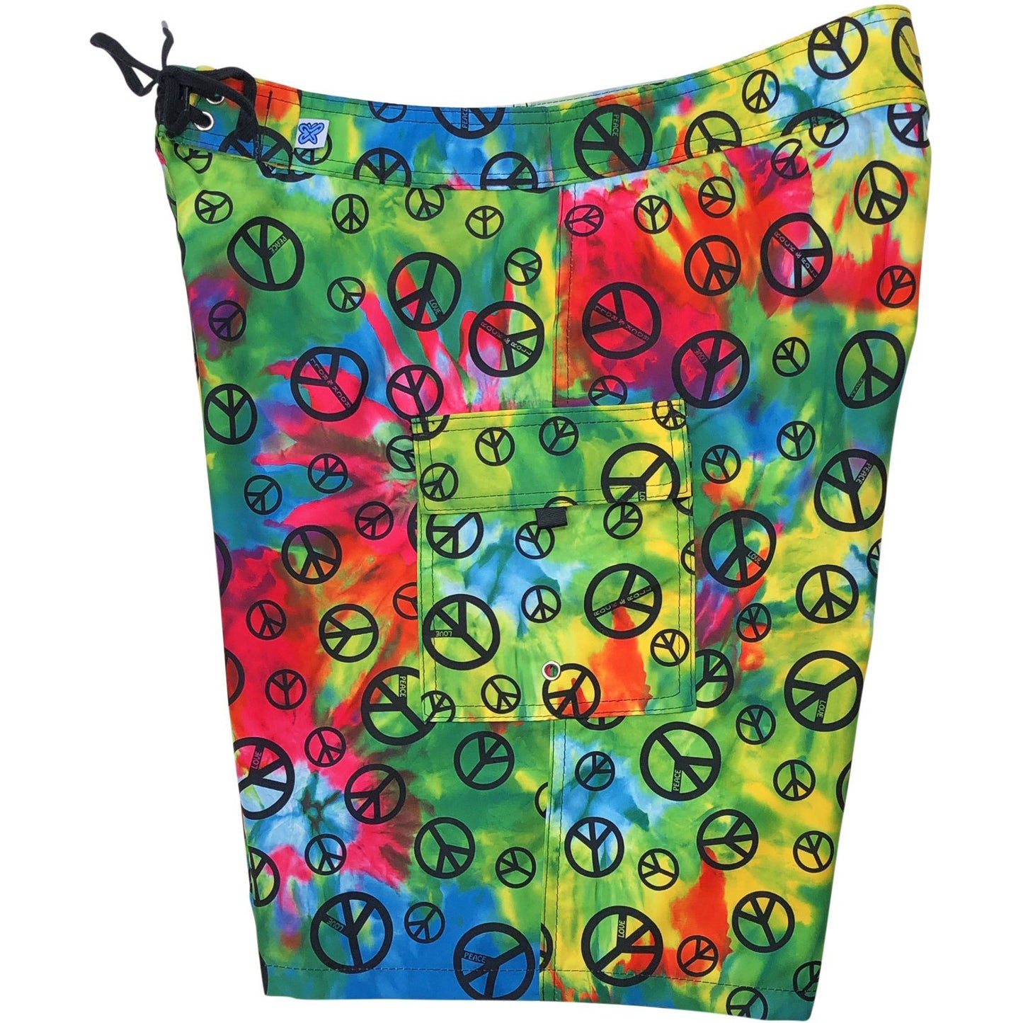 Fixed (Non Elastic) Waist Womens Board Shorts "Sign Language" Tie Dye * CUSTOM * - Board Shorts World