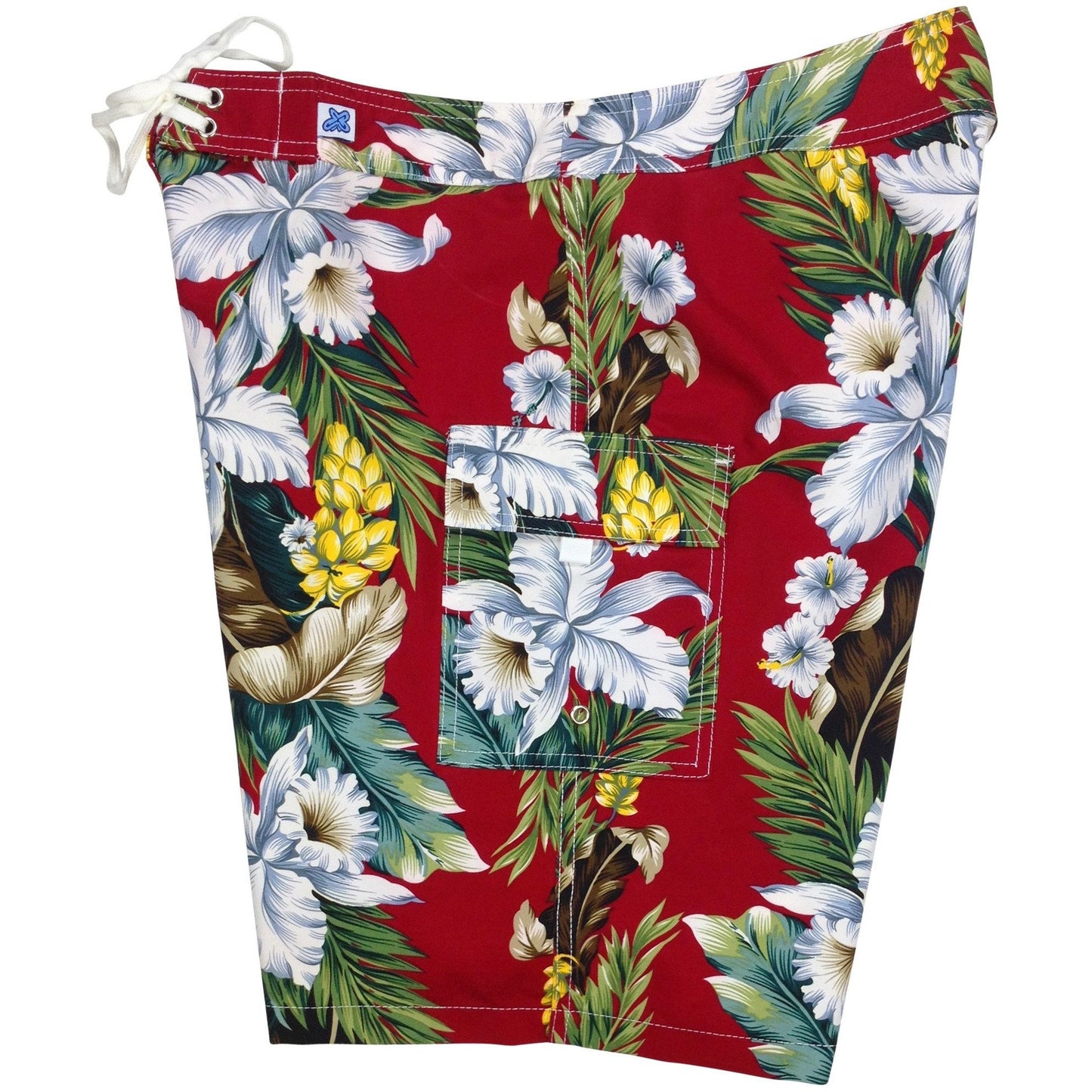 "Stranded" Womens Board Shorts - Regular Rise / 10.5" Inseam (Red) - Board Shorts World