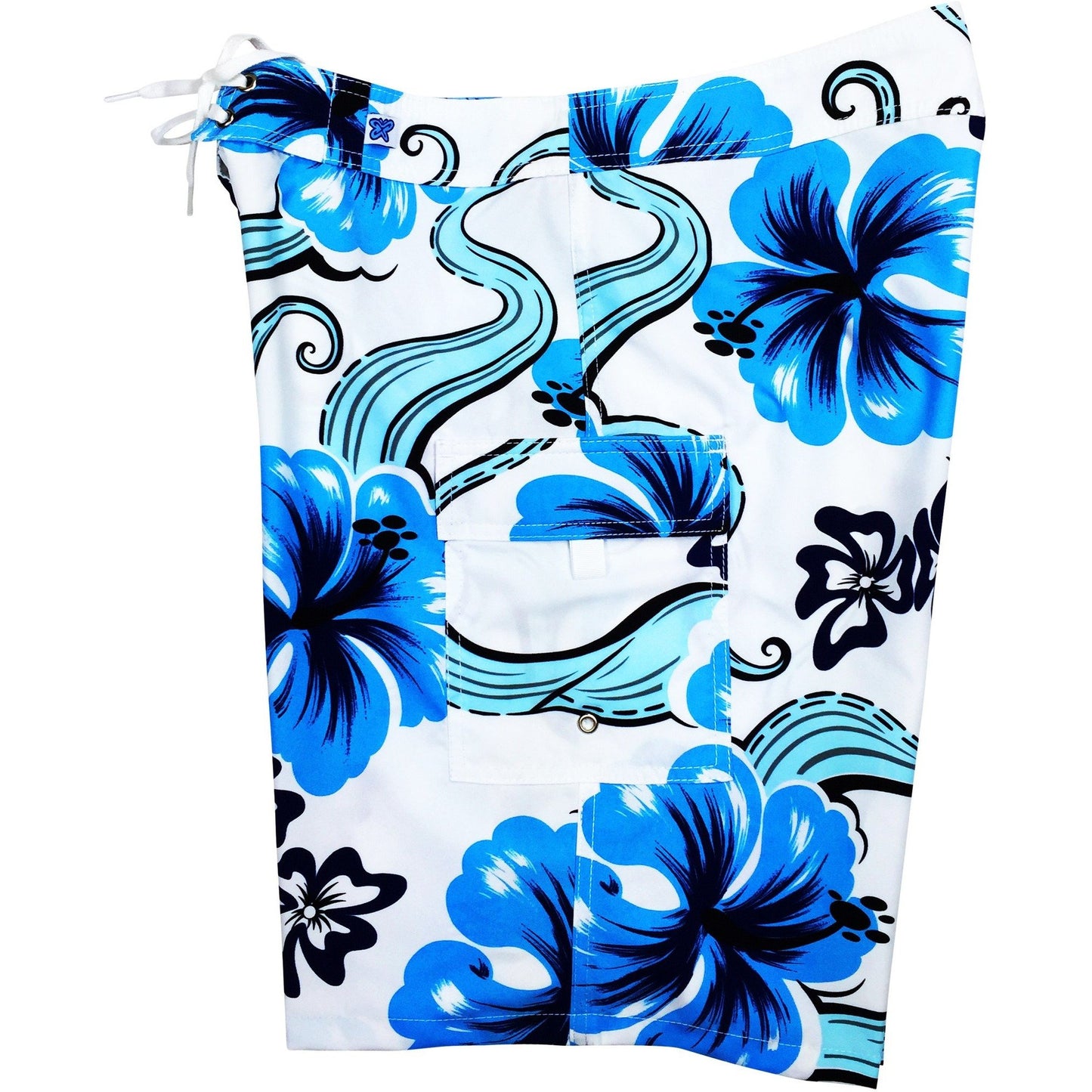 "Tail Spin" (White) Womens Board Shorts - Regular Rise / 10.5" Inseam - Board Shorts World