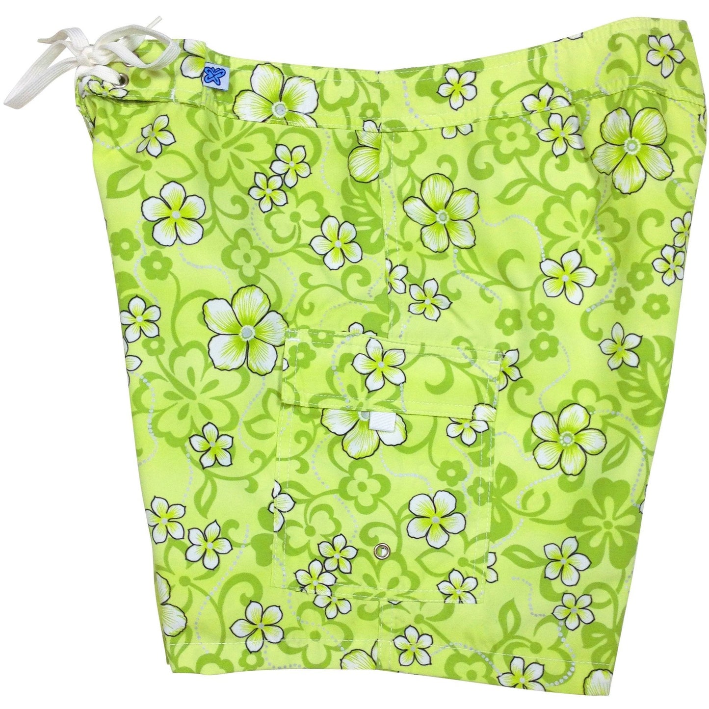 "Haywire" Womens Board Shorts - Regular Rise / 7" Inseam (Green) - Board Shorts World