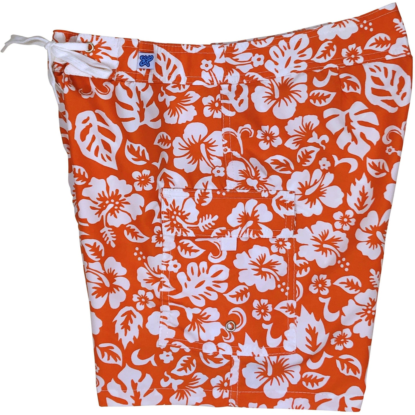 *"Pure Hibiscus Too" Womens Board Shorts - Regular Rise / 7" Inseam (Orange) - Board Shorts World