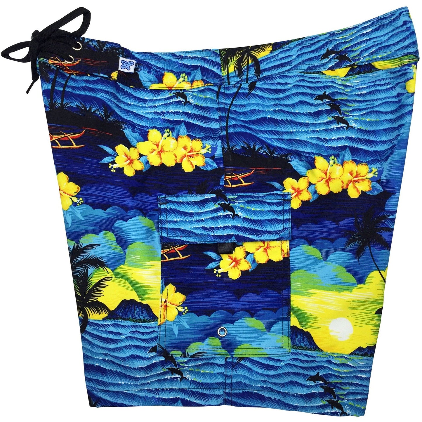 "Picture This" Womens Board Shorts - Regular Rise / 7" Inseam (Blue) - Board Shorts World