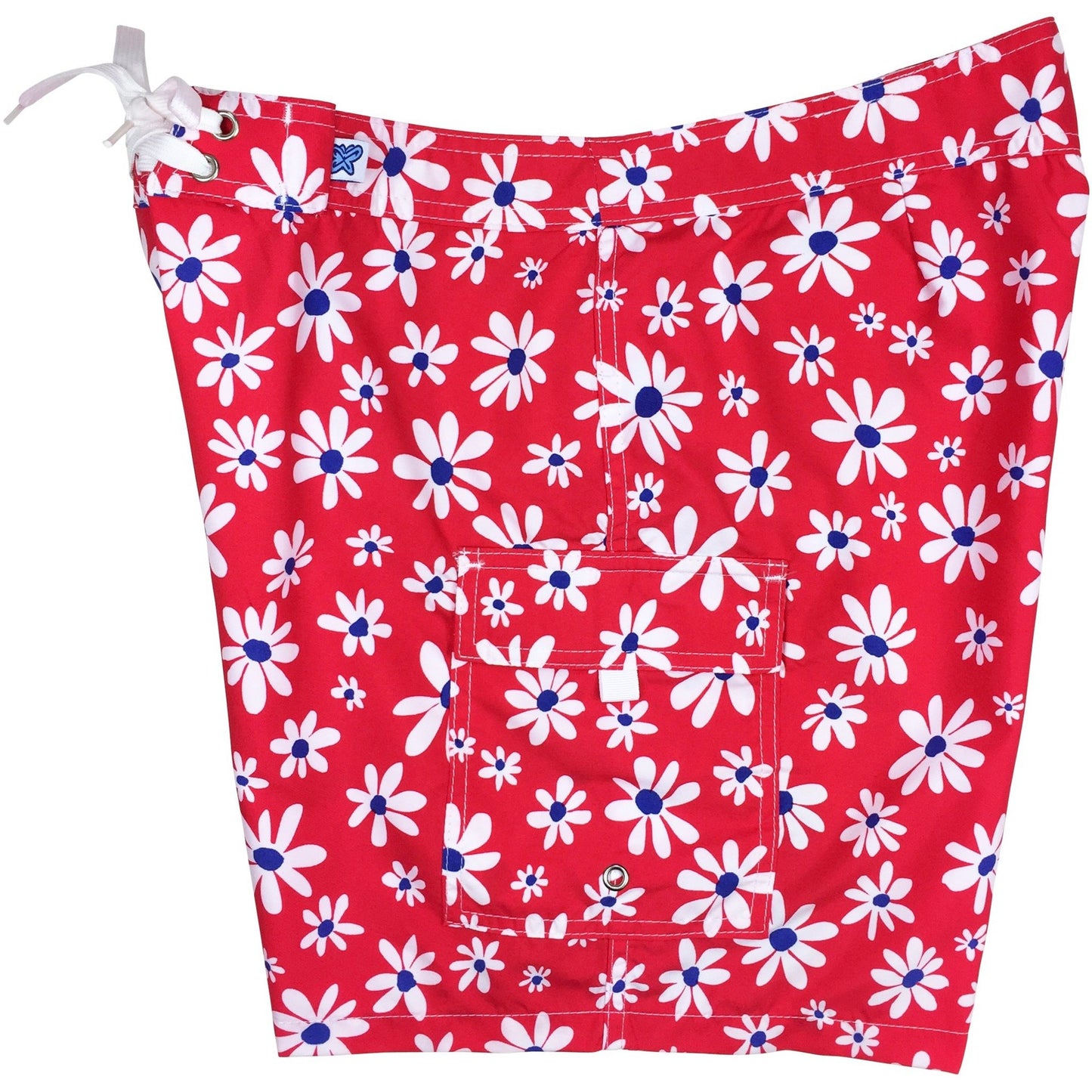 "Summer of Love" Womens Board Shorts - Regular Rise / 7" Inseam (Red) - Board Shorts World