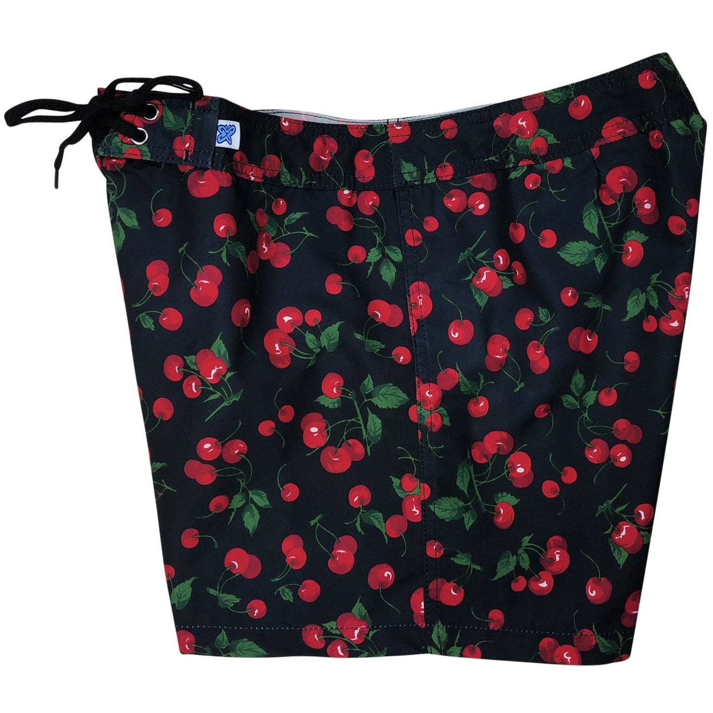 "Cherries"Board Shorts - Regular Rise / 5" Inseam (Black) - Board Shorts World