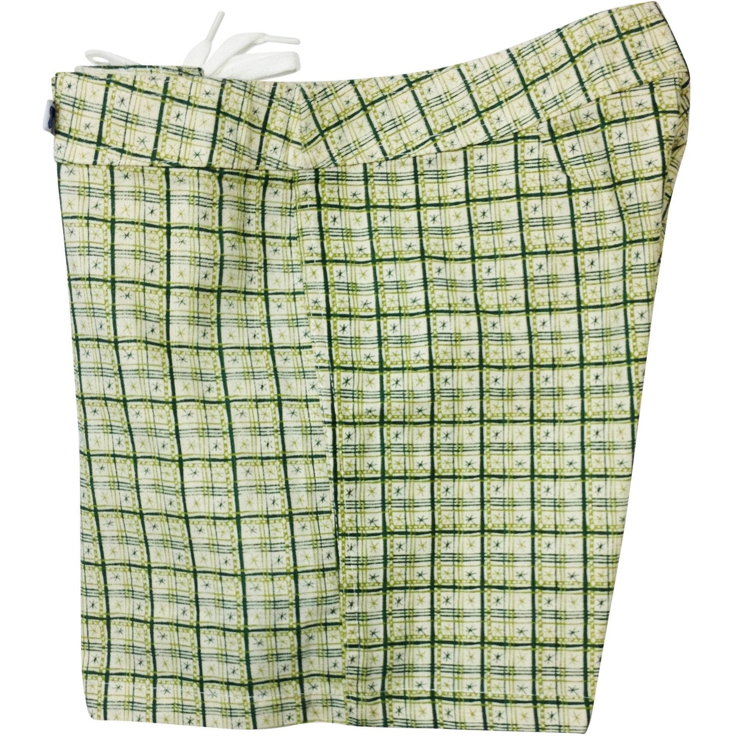 "Jetson Plaid" Women's 100% Cotton Dobby Board Shorts - Regular Rise / 5" Inseam (Green) - Board Shorts World
