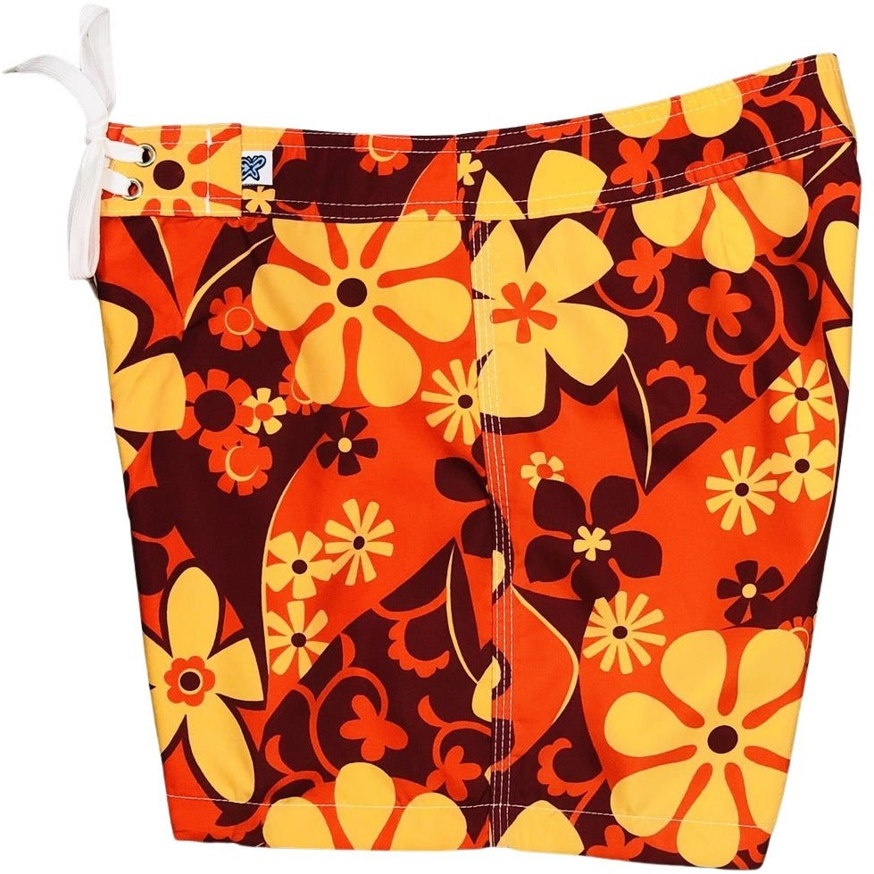 Fixed (Non Elastic) Waist Womens Board Shorts "Rum Runner" (Orange) * CUSTOM * - Board Shorts World