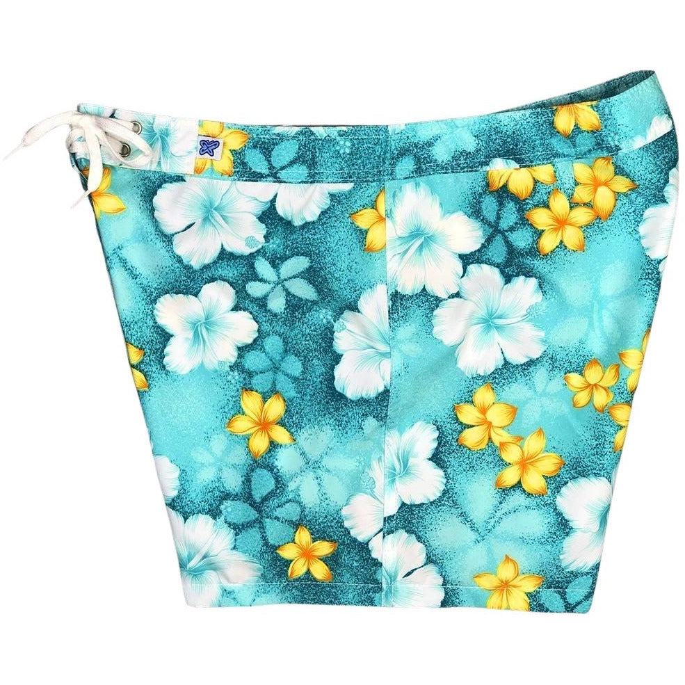 "Spin Cycle" Women's Board Shorts - Regular Rise / 5" Inseam (Aqua) - Board Shorts World