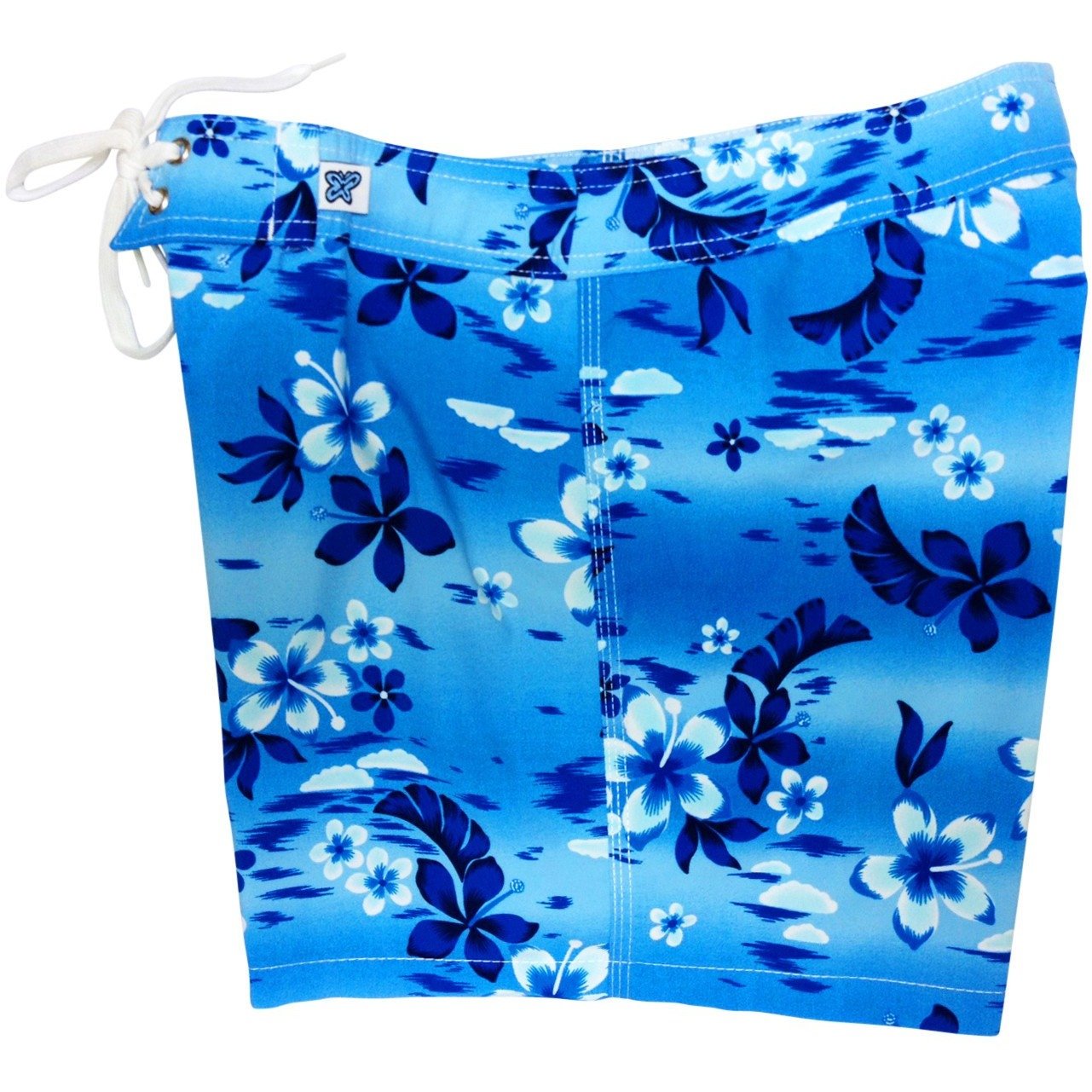 "Soul Salvation" Women's Board Shorts - Regular Rise / 5" Inseam (Blue) - Board Shorts World