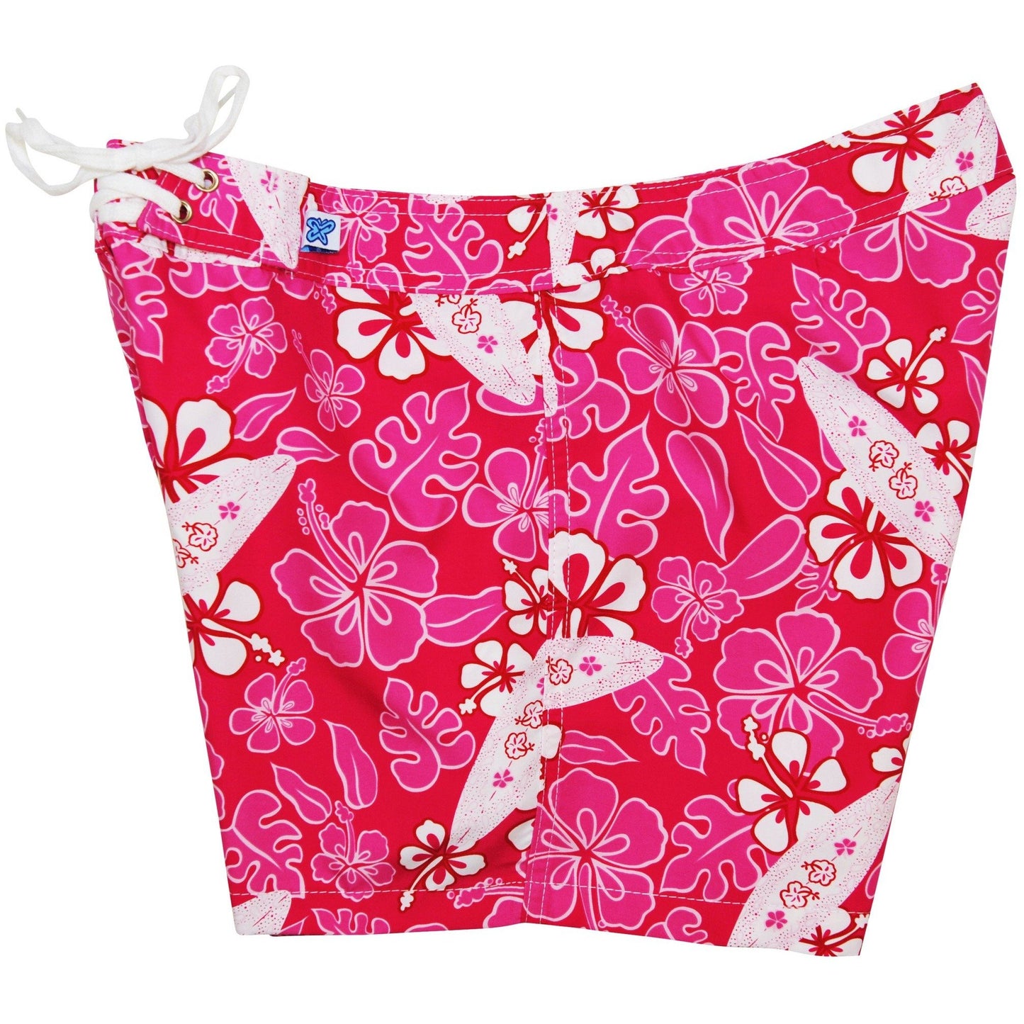 "Stick Figures" Women's Board Shorts - Regular Rise / 5" Inseam (Pink) - Board Shorts World