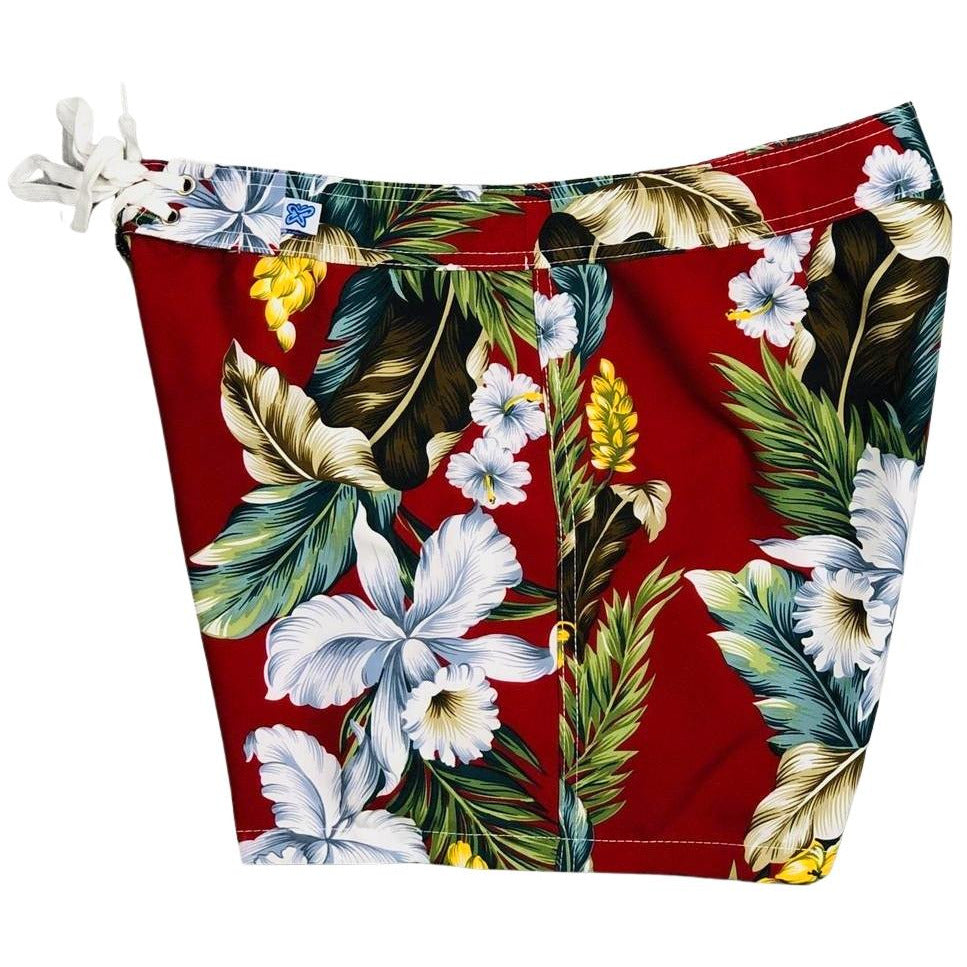 "Stranded" Women's Board Shorts - Regular Rise / 5" Inseam (Red) - Board Shorts World