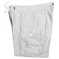 !Solid Silver 100% Cotton | M's NON-Elastic Waist Board Shorts | Retro Short Length
