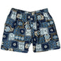 "Colada Collage" SHORT 100% Cotton Beach Shorts (Blue) 4.5" Inseam / approx.  17" Outseam