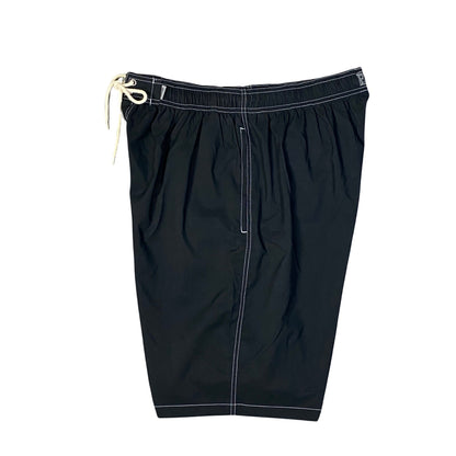 !Solid Black + White | Elastic Board Shorts | Side Pockets | Custom Length