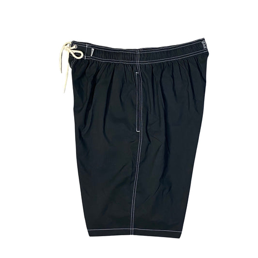 !Solid Black + White | Elastic Board Shorts | Side Pockets | Custom Length